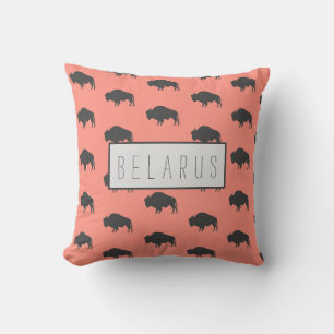 Belarus Belarusian Bison Зубр Беларусь Minimalism Throw Pillow