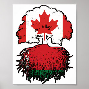 Belarus Belarusian Canadian Tree Roots Flag Poster