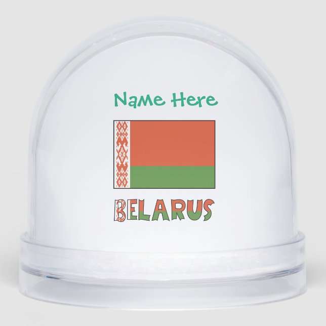 Belarus Belarusian Flag Green Personalized  Snowglobe (Front)