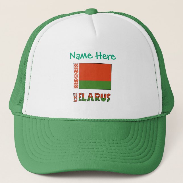 Belarus Belarusian Flag Green Personalized  Trucker Hat (Front)