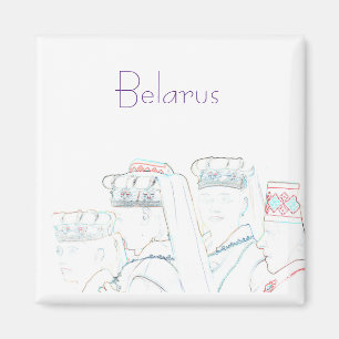 Belarus Belarusian Folk Outfit Sketch Magnet