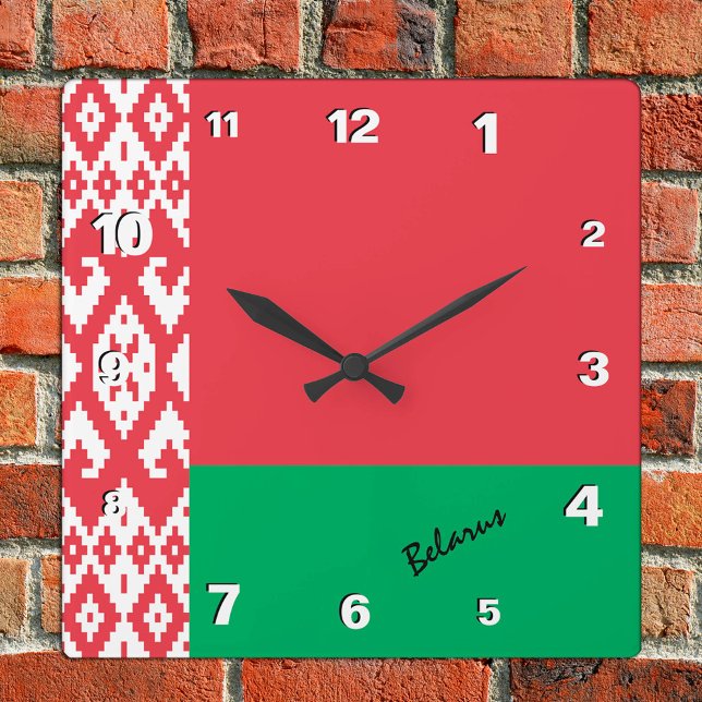 Belarus Clock, patriotic home, Belarus Flag Square Wall Clock (Creator Uploaded)