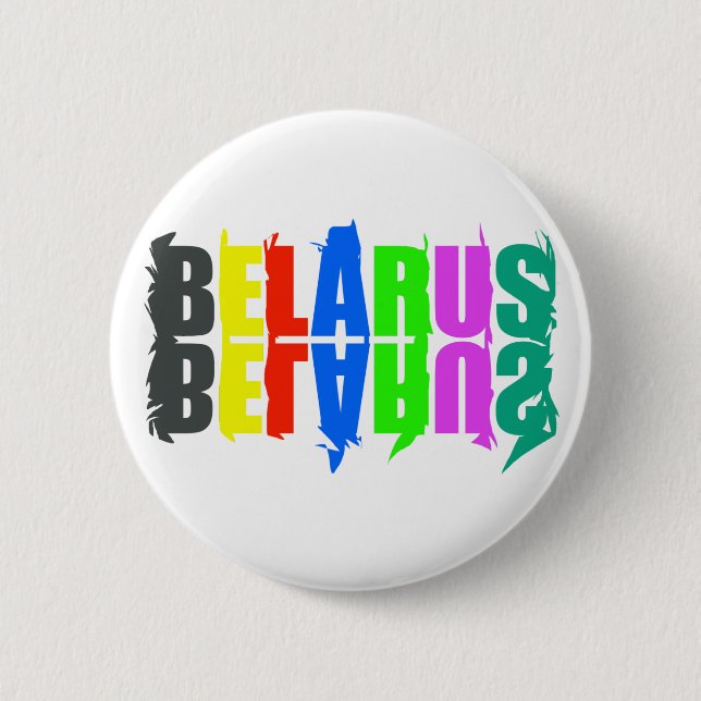 Belarus Colourful Happy Letters 2 Inch Round Button (Front)