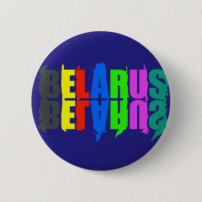 Belarus Colourful Happy Letters 2 Inch Round Button (Front)