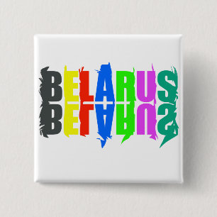 Belarus Colourful Happy Letters 2 Inch Square Button