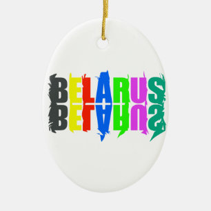 Belarus Colourful Happy Letters Ceramic Ornament