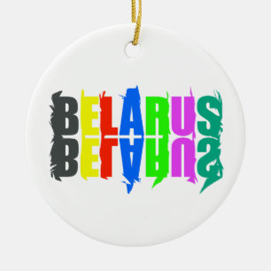 Belarus Colourful Happy Letters Ceramic Ornament
