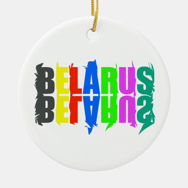 Belarus Colourful Happy Letters Ceramic Ornament (Front)