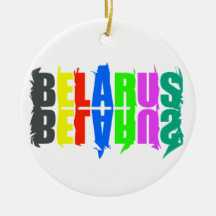 Belarus Colourful Happy Letters Ceramic Ornament