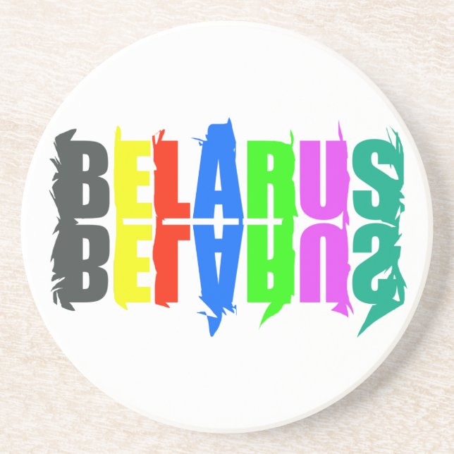 Belarus Colourful Happy Letters Coaster (Front)
