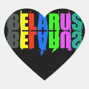 Belarus Colourful Happy Letters Heart Sticker