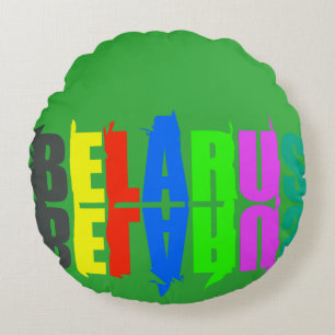 Belarus Colourful Happy Letters Round Pillow