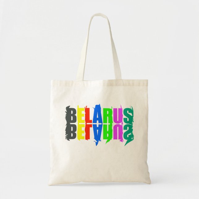 Belarus Colourful Happy Letters Tote Bag (Front)