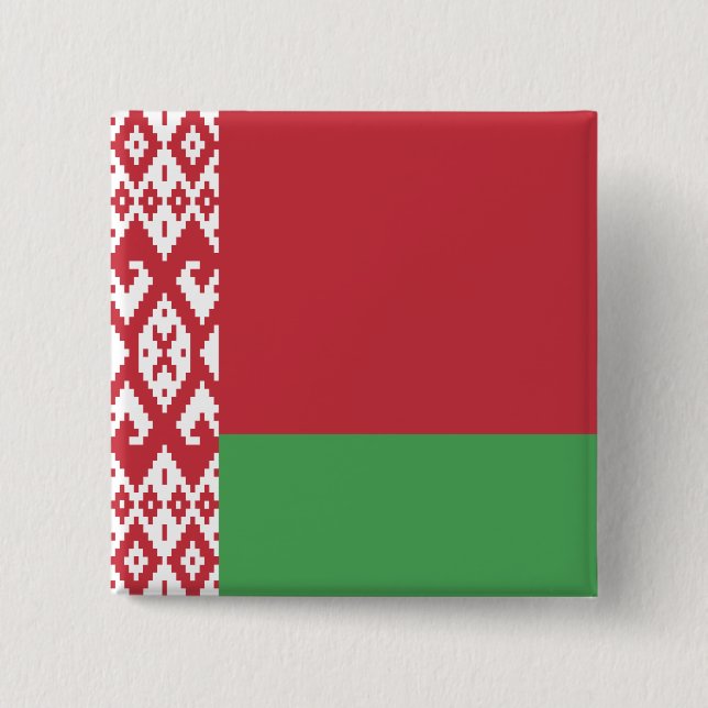 Belarus Flag 2 Inch Square Button (Front)