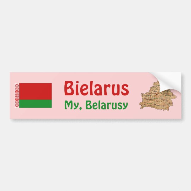 Belarus Flag and Map Bumper Sticker (Front)