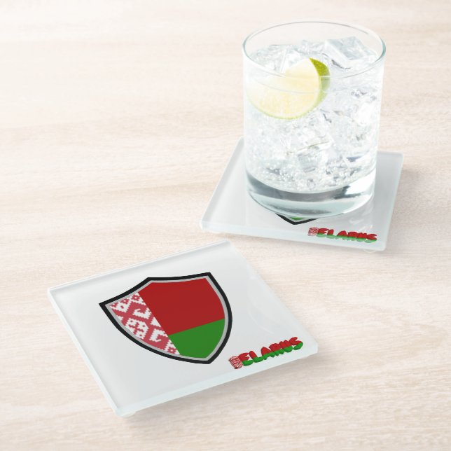 Belarus flag glass coaster (Angled)