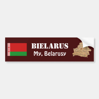 Belarus Flag + Map Bumper Sticker