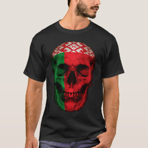 Belarus Flag Skull Belarusian Roots Proud Patrioti T-Shirt