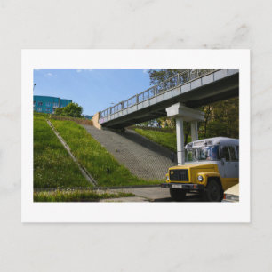 Belarus Grodno Old Retro Soviet Bus Postcard