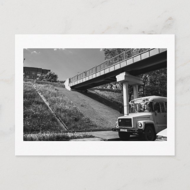 Belarus Grodno Old Retro Soviet Bus Postcard (Front)