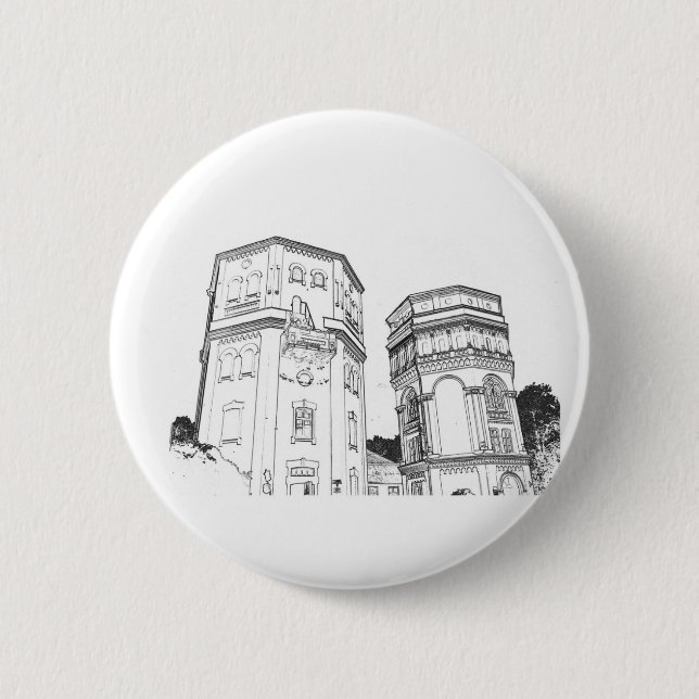 Belarus Grodno Water Towers 2 Inch Round Button (Front)