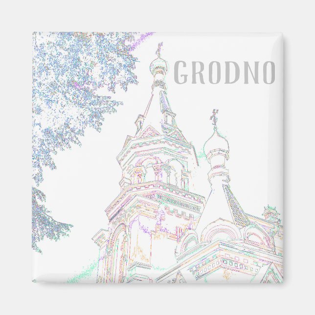 Belarus Hrodna Grodno Stylized Architecture Magnet (Front)