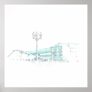 Belarus Hrodna Stylized Architecture Sketch Poster