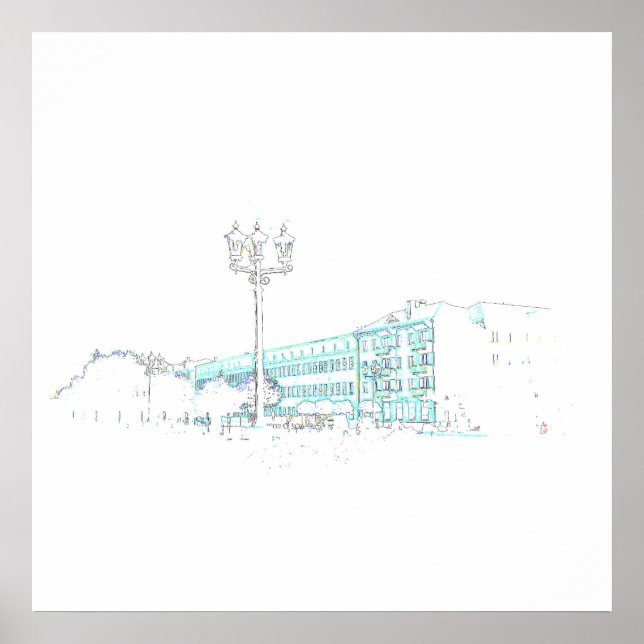 Belarus Hrodna Stylized Architecture Sketch Poster (Front)