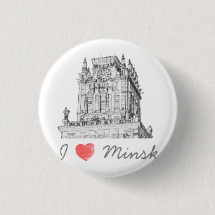 Belarus I Love Minsk City Gates Architecture 1 Inch Round Button