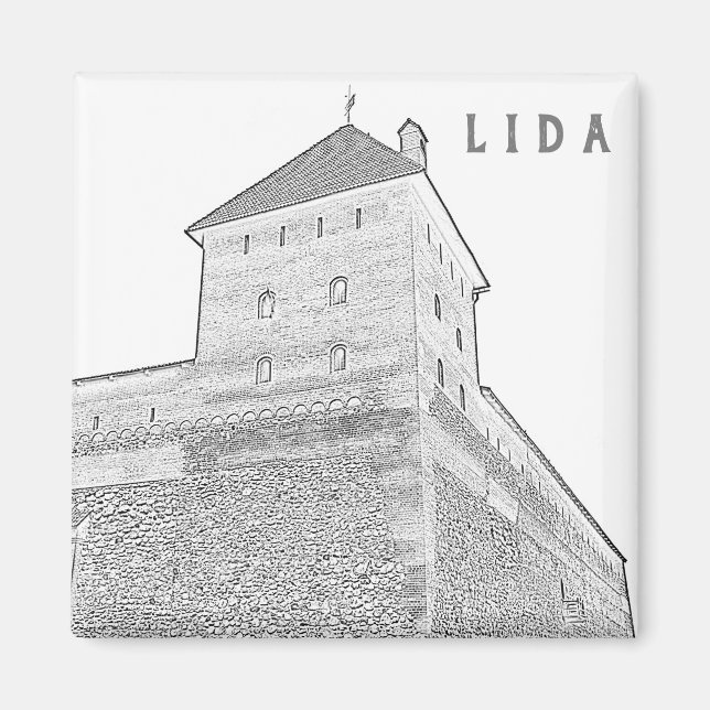 Belarus Lida Cityscape City Castle Architecture Magnet (Front)