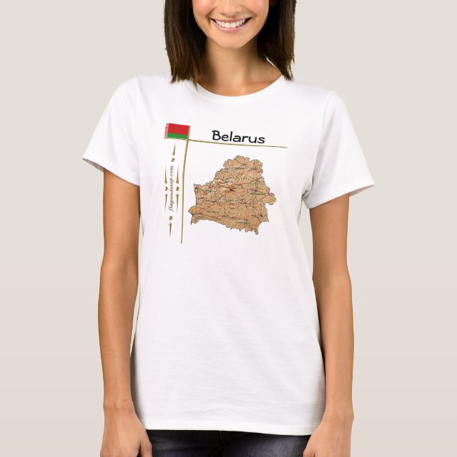 Belarus Map + Flag + Title T-Shirt (Front)