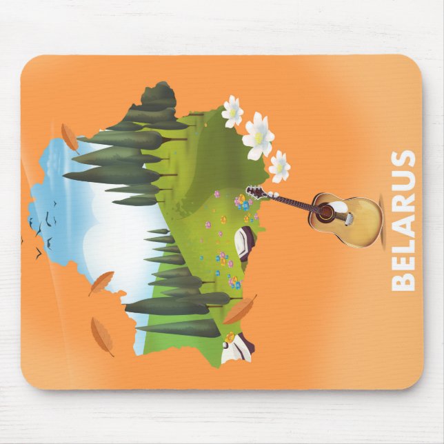 Belarus Map travel poster. Mouse Pad (Front)