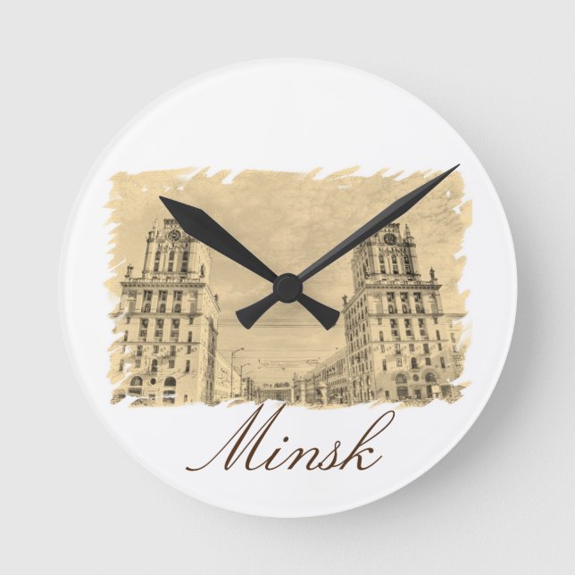 Belarus Minsk Architecture Wall Clock (Front)
