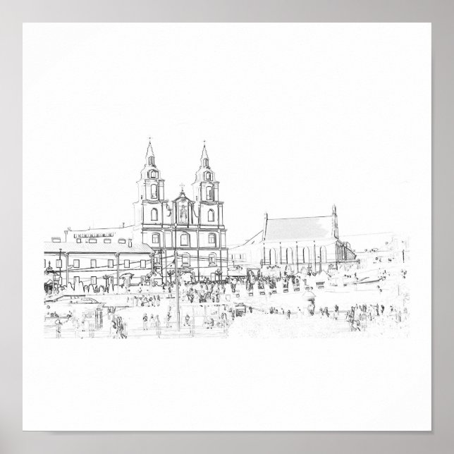 Belarus Minsk Styized Architecture Sketch Poster (Front)
