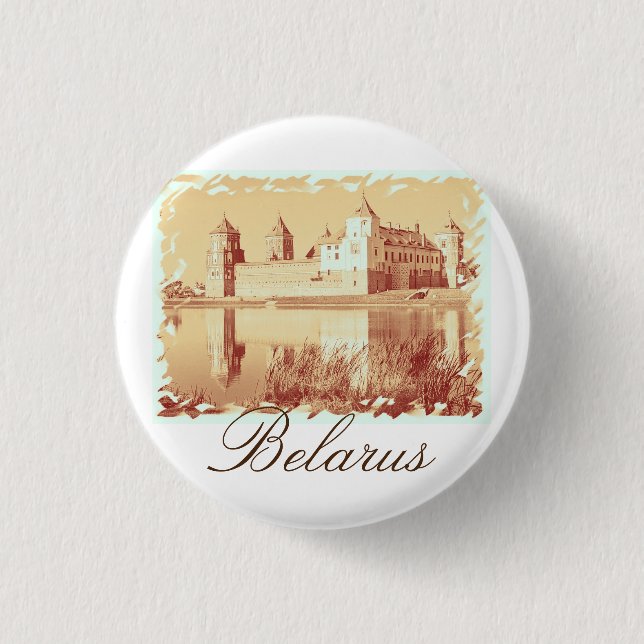 Belarus Mir Castle Architecture Button Pin (Front)
