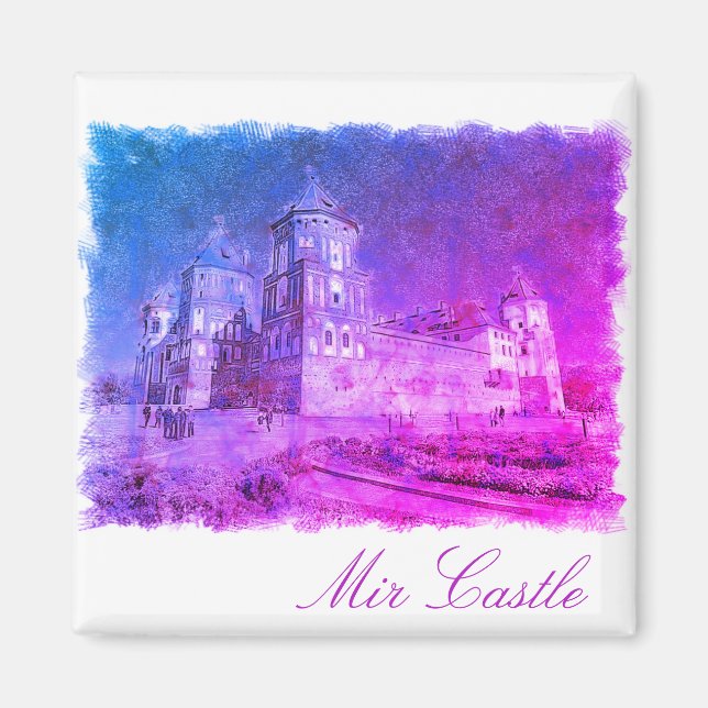Belarus Mir Castle Architecture Painting Magnet (Front)