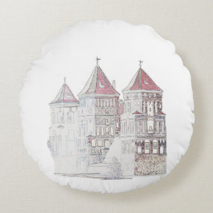 Belarus Mir Castle Architecture Round Pillow