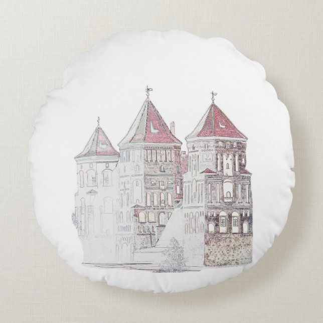 Belarus Mir Castle Architecture Round Pillow (Front)
