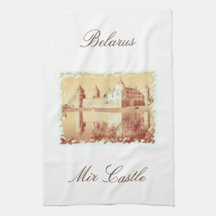 Belarus Mir Castle Architecture Sketch Kitchen Towel