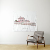 Belarus Orsha Architecture City Sketch Tapestry
