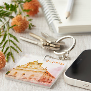 Belarus Slonim Great Synagogue Architecture Keychain