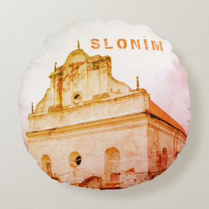 Belarus Slonim Great Synagogue Architecture Round Pillow