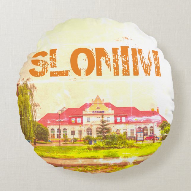 Belarus Slonim Train Station Architecture Round Pillow (Front)