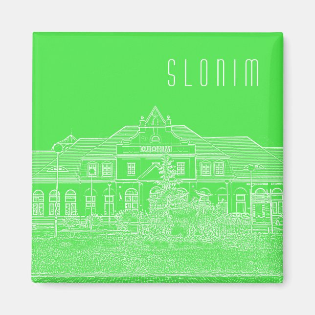 Belarus Slonim Train Station Architecture Sketch  Magnet (Front)