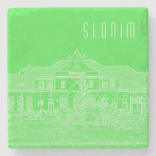 Belarus Slonim Train Station Architecture Sketch  Stone Coaster