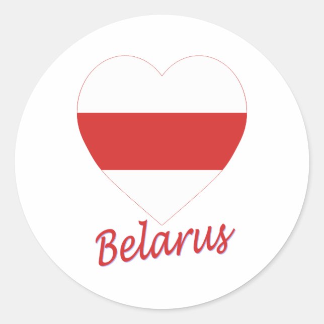 Belarus (traditional) Flag Heart Classic Round Sticker (Front)
