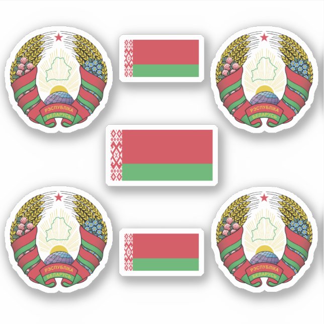 Belarusian coat of arms and flag Sticker (Front)