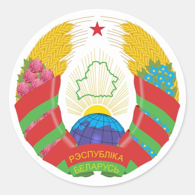 Belarusian National Emblem Classic Round Sticker (Front)