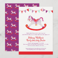 Belated Baby shower rocking horse met baby red