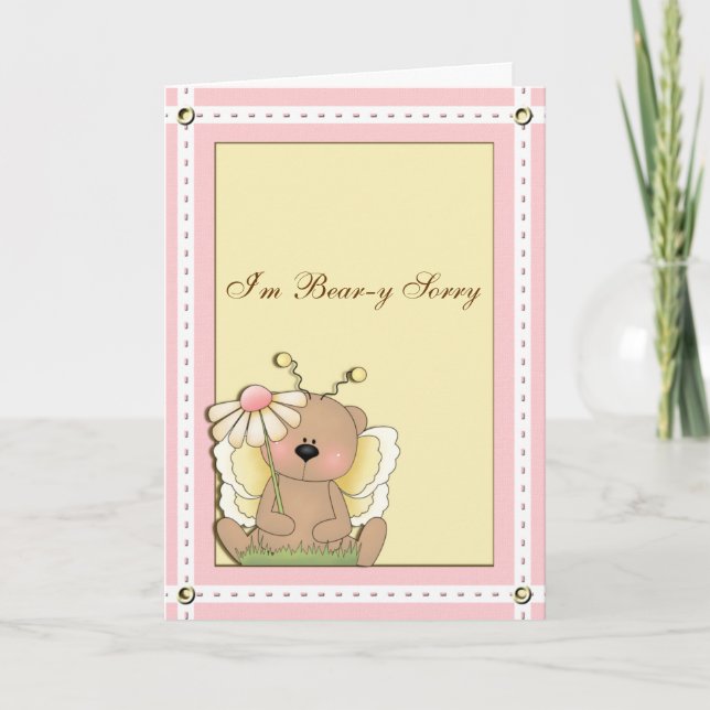 Belated Birthday Butterfly Bear Card (Front)